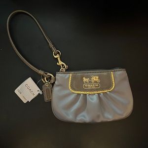 COACH Amanda Collection Small Satin Wristlet/Clutch Grey